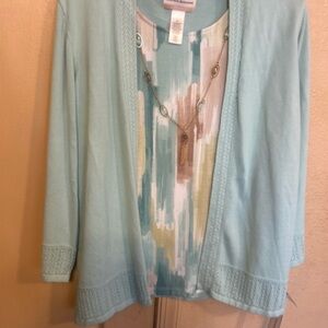 NWT Sz 1x Alfred Dunner Kensington Gard faux twin sweater set